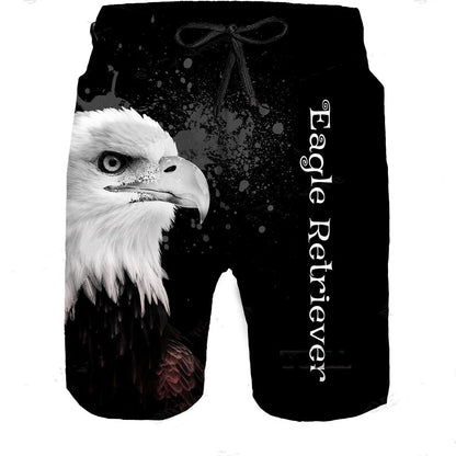 Beach Pants Men's Sports Eagle Pattern Printed Shorts