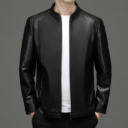 Men's Business Fleece Padded Casual Leather Jacket