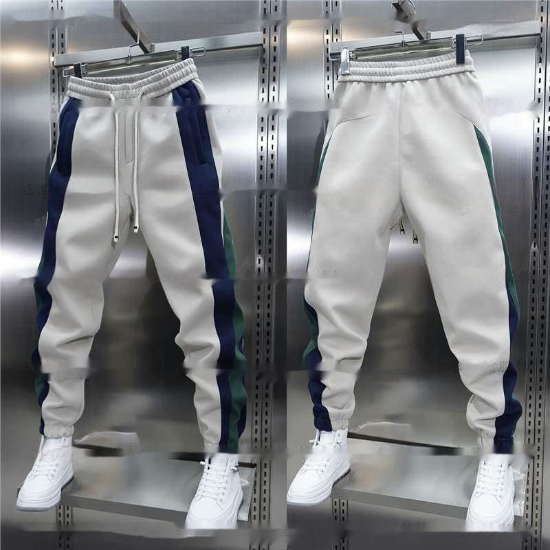 Men's Stitching Sports Elasticity Elastic Waist Ankle-tied All-matching Casual Pants