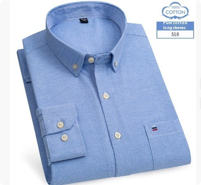 Middle-aged Men's Long Sleeve Pure Cotton Plaid Shirt