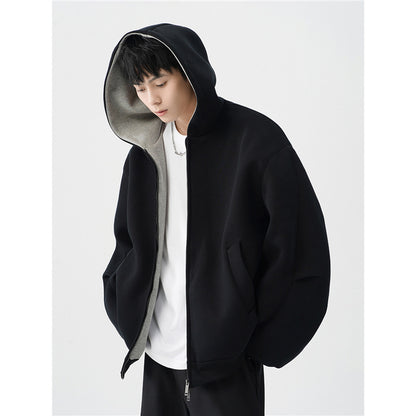 Double Zipper Hooded Sweater Men's Casual Jacket