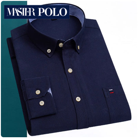 Middle-aged Men's Long Sleeve Pure Cotton Plaid Shirt