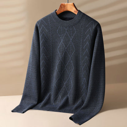 Fall Winter Men Round Neck Winter Trendy Velvet Thickening Sweater