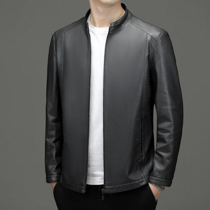 Men's Business Fleece Padded Casual Leather Jacket