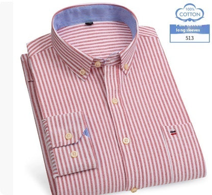 Middle-aged Men's Long Sleeve Pure Cotton Plaid Shirt