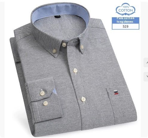 Middle-aged Men's Long Sleeve Pure Cotton Plaid Shirt