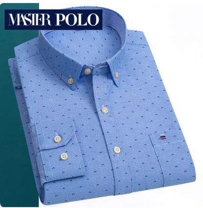 Middle-aged Men's Long Sleeve Pure Cotton Plaid Shirt